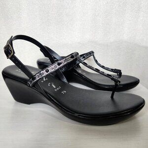 New in Box ITALIAN SHOEMAKERS Black Jeweled Platform Sandal